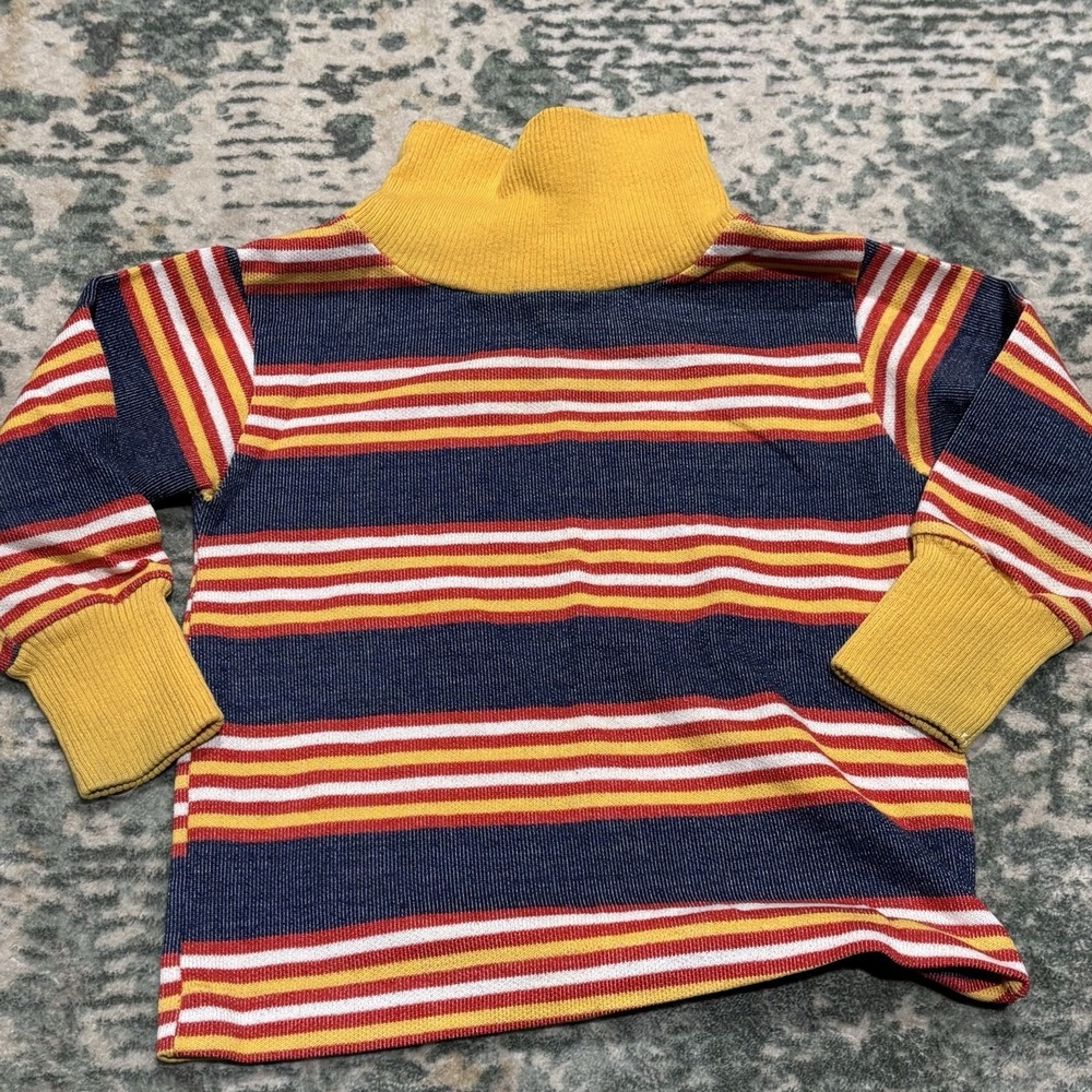 70s  Health-tex children's Turtle Neck Shirt Made In USA 2T Stripes Perma Press